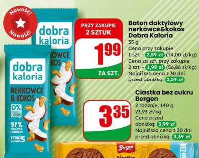 Ciastka bez cukru Bergen kakaowe promocja w Dino