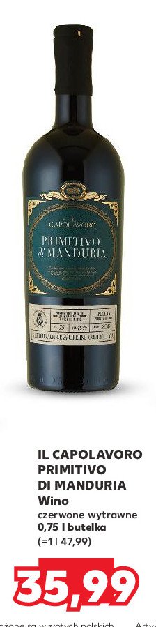 Wino IL CAPOLAVORO PRIMITIVO DI MANDURIA promocja