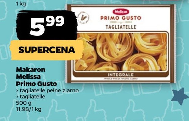 Makaron tagliatelle Melissa primo gusto promocja w Netto