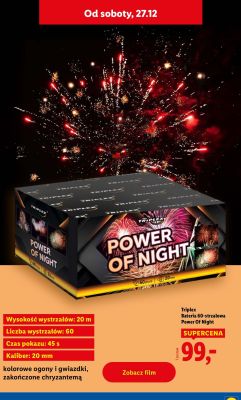 Bateria 60-strzałowa Power Of Night Triplex promocja w Lidl