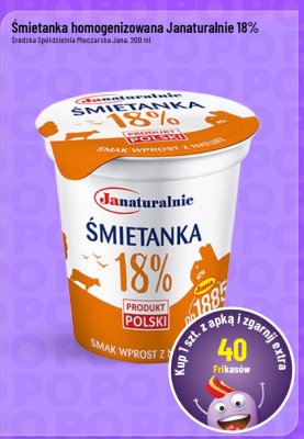 Śmietanka homogenizowana Janaturalnie 18% promocja w POLOmarket