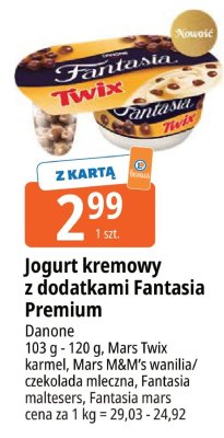 Jogurt kremowy z dodatkami Fantasia Premium Mars Twix promocja w Leclerc