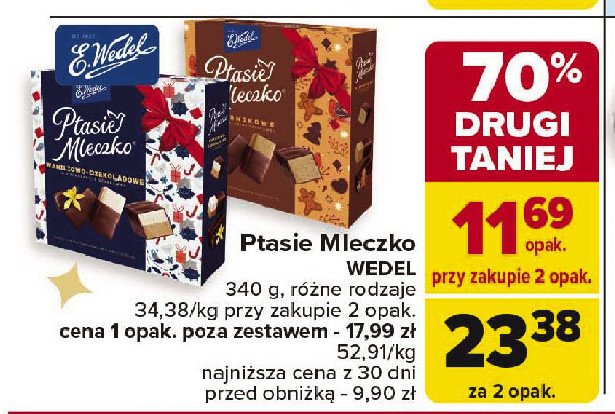 Czekoladki waniliowo-czekoladowe E. wedel ptasie mleczko promocja