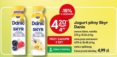 Jogurt pitny Skyr Danio owoce leśne, wanilia promocja w Żabka