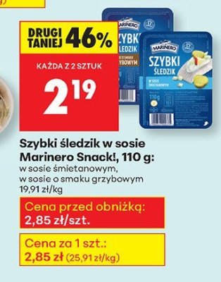 Szybki śledź w sosie Marinero Smaczki, 110 g promocja w Biedronka