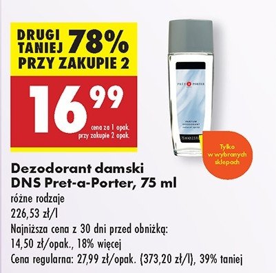 Dezodorant Pret-a-porter classic promocja w Biedronka