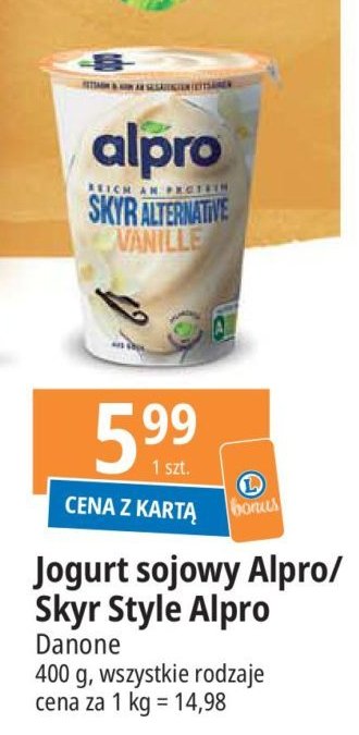 Jogurt sojowy wanilia Alpro promocja