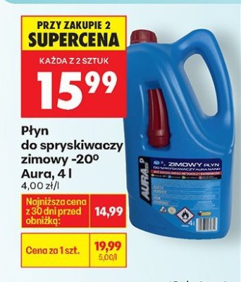 Płyn do spryskiwaczy zimowy -20° Aura, 4 l promocja w Biedronka