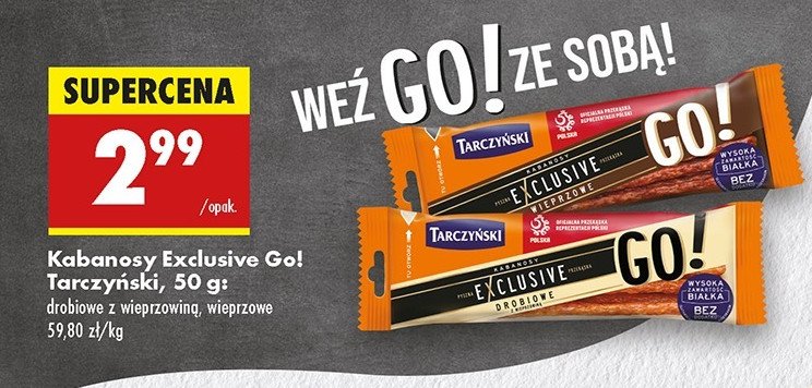 Kabanosy drobiowe Tarczyński exclusive go! promocja w Biedronka