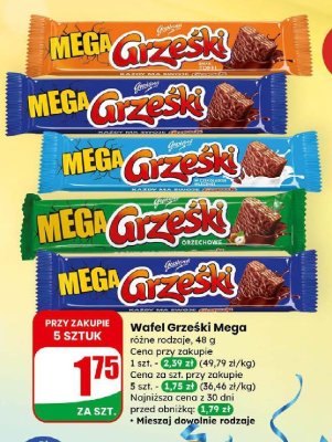 Wafel Grześki Mega różne rodzaje promocja w Dino