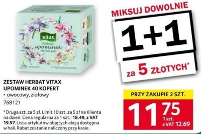 Herbata Zestaw Vitax Upominek 40 kopert owocowy, zielony promocja w Selgros