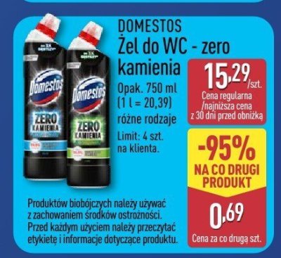 Żel do WC Domestos Zero kamienia promocja w Aldi