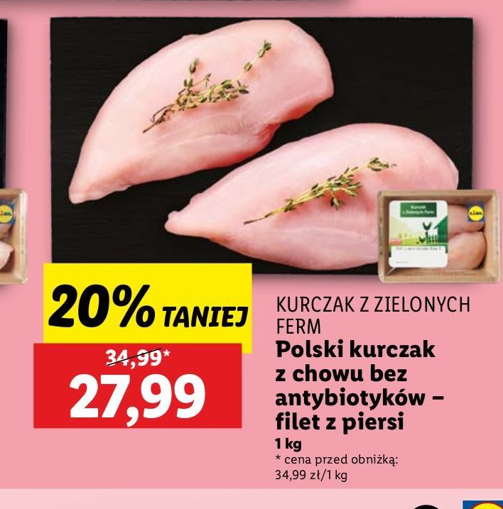 Filet z nogi kurczaka KURCZAK Z ZIELONYCH FERM promocja w Lidl