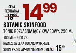 Tonik Botanic Skinfood oczyszczający kwasowy 250 ml promocja w Drogerie Natura