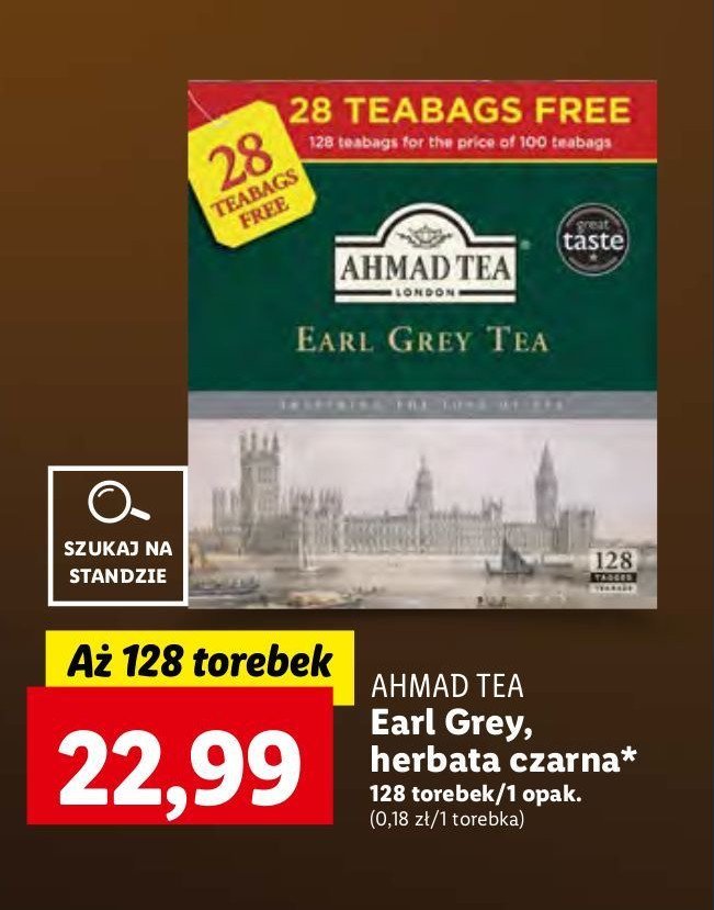 Herbata ekspresowa z zawieszką Ahmad tea london earl grey promocja