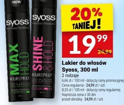 Lakier do włosów Syoss, 300 ml promocja w Twój Market