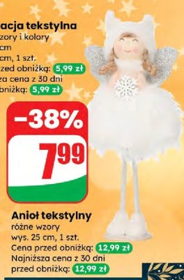 Anioł tekstylny różne wzory wys. 25 cm promocja w Dino