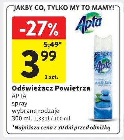 Odświeżacz powietrza świeża woda Apta promocja