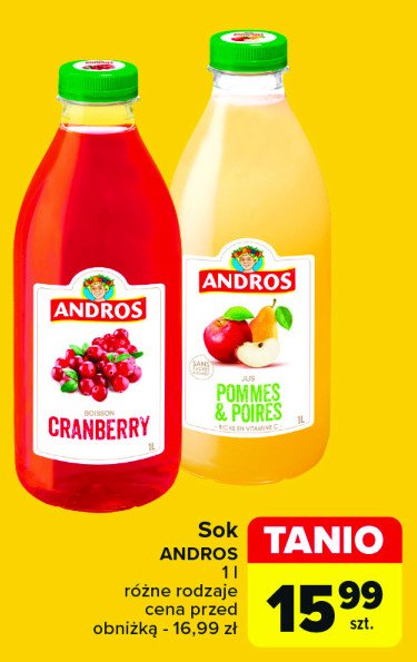 Sok żurawinowy Andros promocja