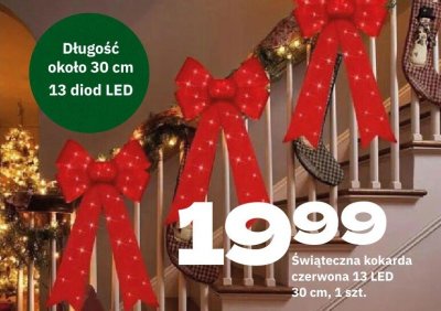 Świąteczna kokarda czerwona 13 LED promocja w Twój Market