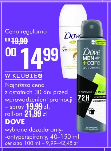 Dezodorant invisible fresh Dove men+care promocja