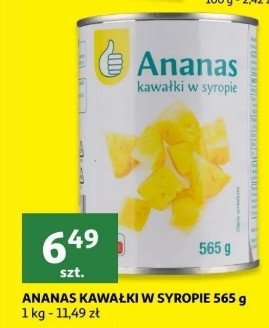 Ananas kawałki w syropie Podniesiony kciuk promocja
