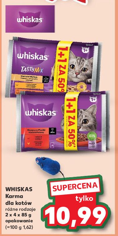 Karma dla kota kremowe wariacje kurczak i warzywa + jagnięcina i indy Whiskas tasty mix promocja w Kaufland