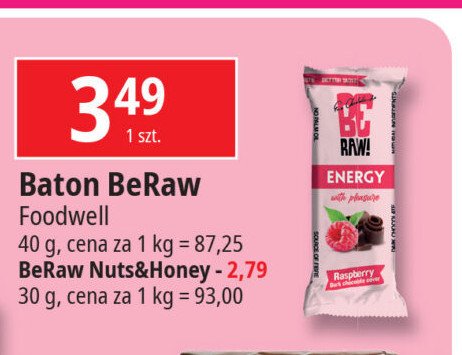 Baton miód i orzechy pekan Be raw! promocja