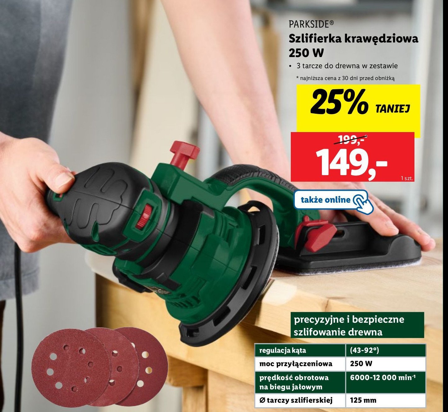 Szlifierka krawędziowa 250 w Parkside promocja