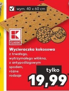 Wycieraczka z włókna kokosowego 40 x 60 cm K-classic promocja