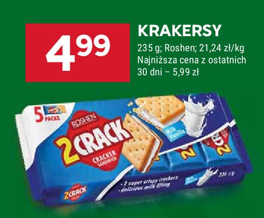 Ciastka 2crack mleczne Roshen promocja