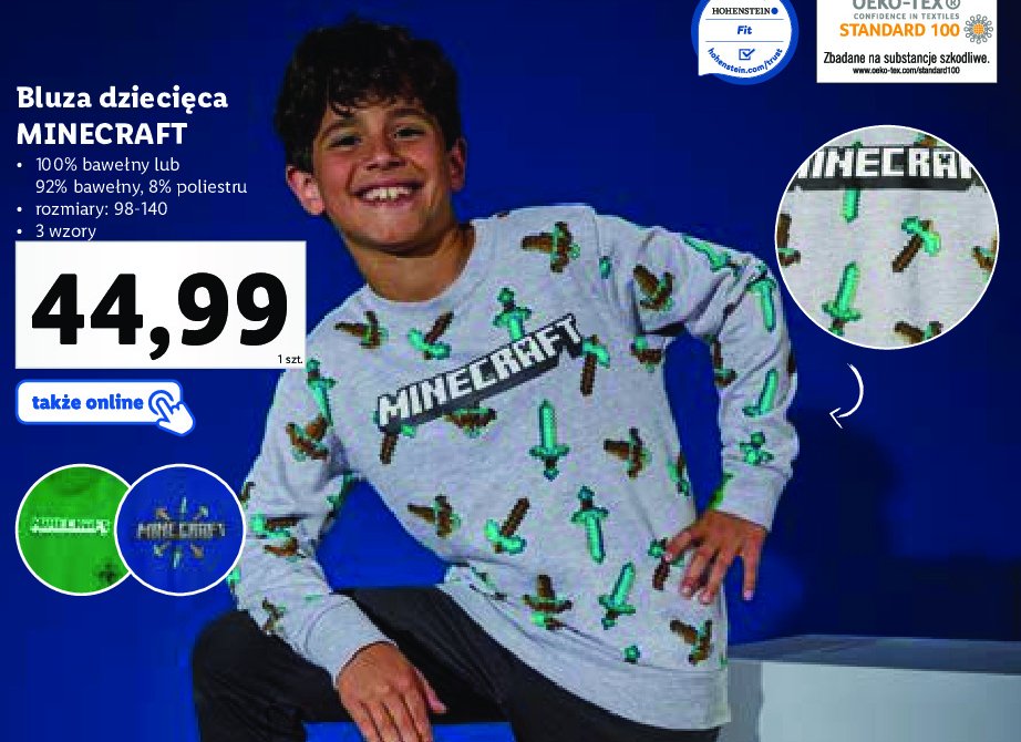Bluza dziecięca minecraft 98-140 promocja