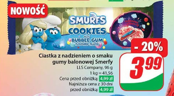 Ciastka o smaku gumy balonowej promocja w Dino