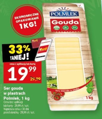 Ser gouda w plastrach Polmlek, 1 kg promocja w Twój Market