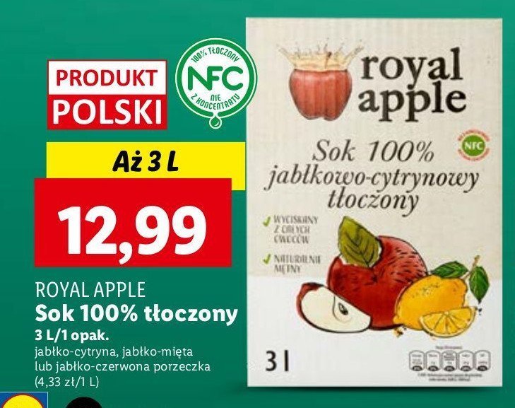 Sok jabłko-czerwona porzeczka Royal apple promocja