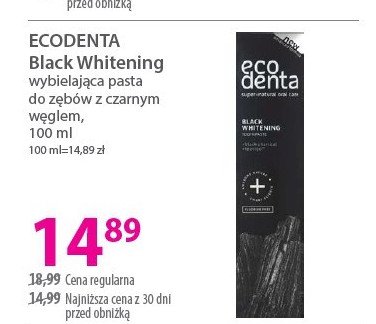 Pasta do zębów black whitening Ecodenta promocja w Hebe