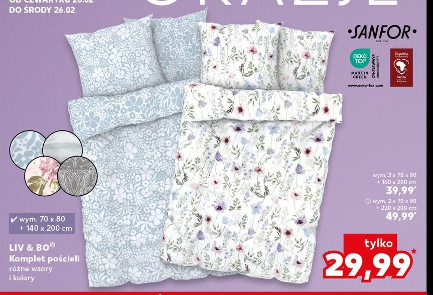 Komplet pościeli 160 x 220 cm + 2 x 70 x 80 cm Liv & bo promocja w Kaufland