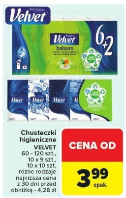 Chusteczki higieniczne Velvet emocje promocja w Carrefour Market