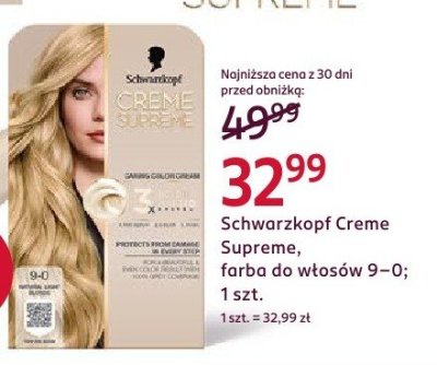 Farba Schwarzkopf Creme Supreme do włosów 9-0, 1 szt. promocja w Rossmann