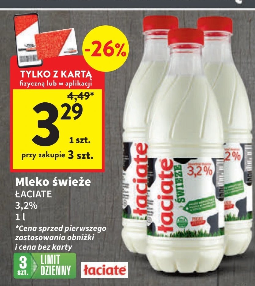 Mleko 3.2% Łaciate promocja w Intermarche