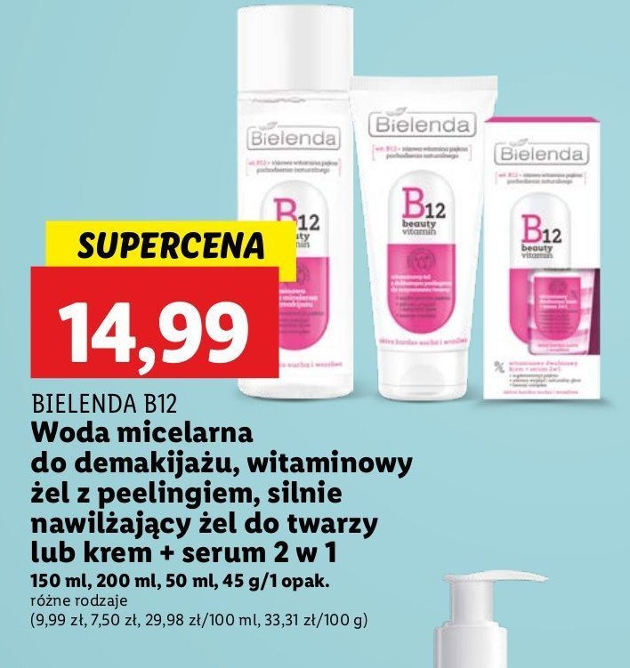 Witaminowy dwufazowy krem + serum do twarzy Bielenda b12 promocja