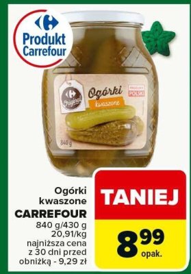 Ogórki kwaszone Carrefour promocja w Carrefour Market