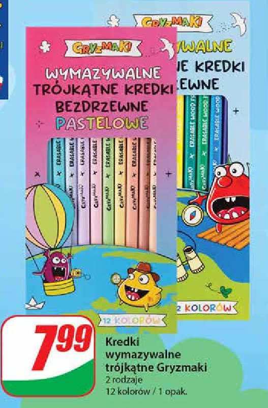 Kredki bezdrzewne pastelowe Gryzmaki promocja