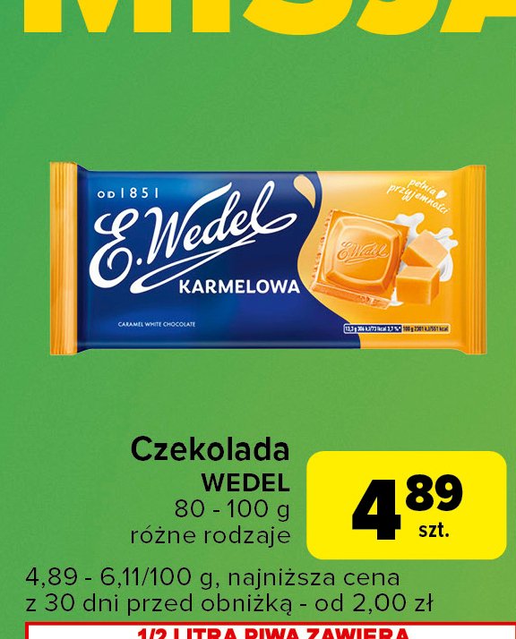 Czekolada karmelowa E. wedel promocja