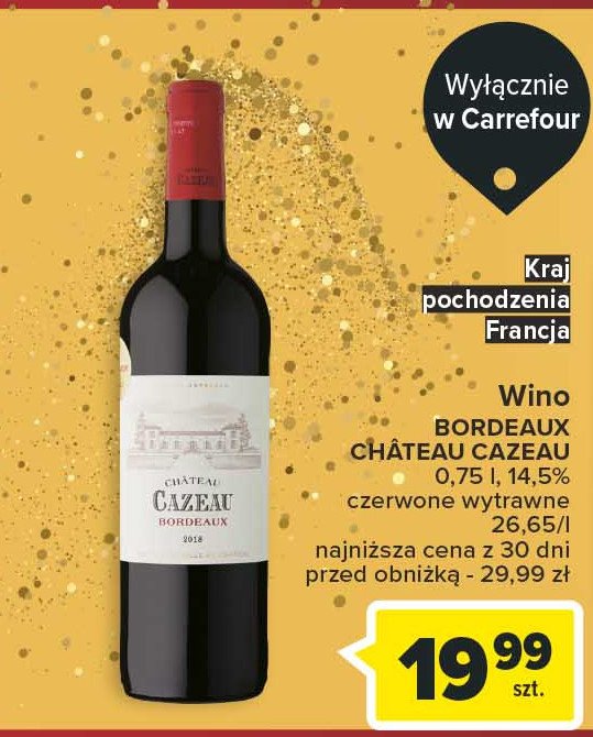 Wino Chateau cazeau bordeux promocja