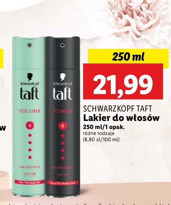 Lakier do włosów mega strong Taft volume promocja