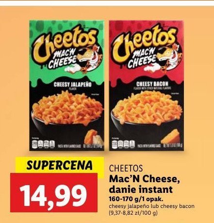 Makaron z serem mac'n cheese bacon Cheetos promocja