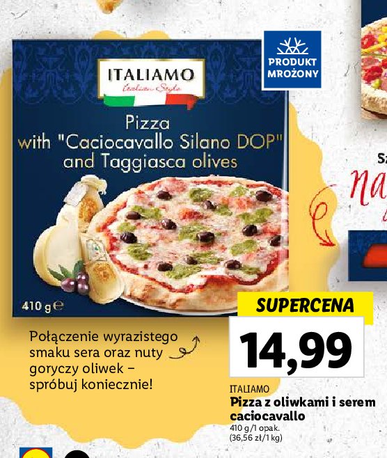 Pizza z serem caciocavallo i oliwkami Italiamo promocja