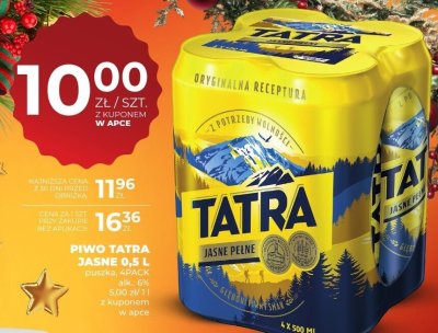 Piwo Tatra Jasne Pełne 0,5 L puszka, 4PACK promocja w Duży Ben