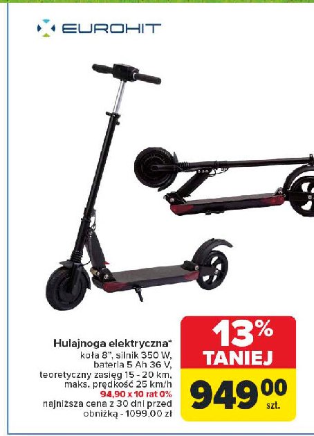 Hulajnoga elektryczna 8'' Eurohit promocja w Carrefour